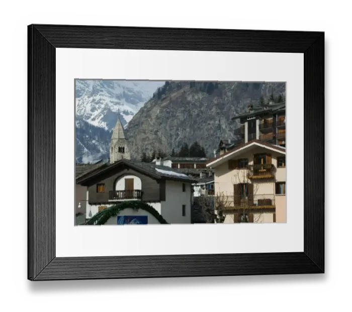 Framed Print : Europe, Italy, Valle d Aosta, COURMAYEUR: Town Detail / Winter Framed Print : Europe, Italy, Valle d Aosta, COURMAYEUR: Town Detail / Winter