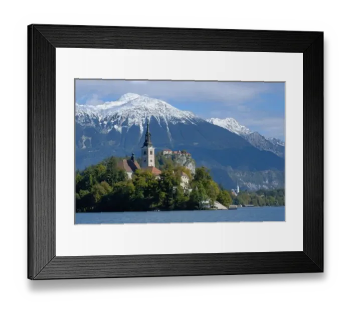 Framed Print : Slovenia, Bled, Lake Bled, Bled Island, Bled Castle and Julian Alps Framed Print : Slovenia, Bled, Lake Bled, Bled Island, Bled Castle and Julian Alps