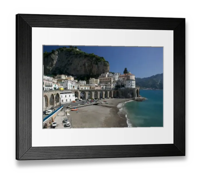 Framed Print : Europe, Italy, Campania, (Amalfi Coast), Amalfi: Town View from Coast Road  /  Morning