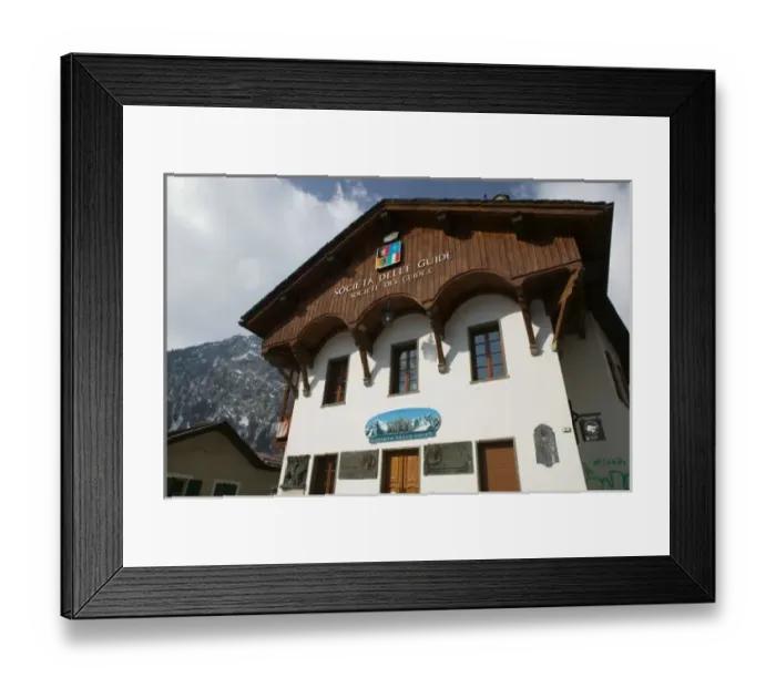 Framed Print : Europe, Italy, Valle d Aosta, COURMAYEUR: Society of Alpine Guides Headquarters / Winter Framed Print : Europe, Italy, Valle d Aosta, COURMAYEUR: Society of Alpine Guides Headquarters / Winter