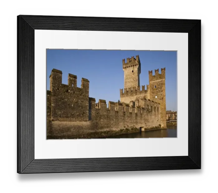 Framed Print : Italy, Brescia Province, Sirmione. Castello Scaligero castle, dawn Framed Print : Italy, Brescia Province, Sirmione. Castello Scaligero castle, dawn