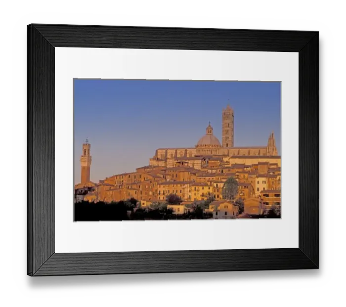 Framed Print : Europe, Italy, Tuscany, Siena. 13th century Duomo & Palazzo Pubblico. Sunset Framed Print : Europe, Italy, Tuscany, Siena. 13th century Duomo & Palazzo Pubblico. Sunset