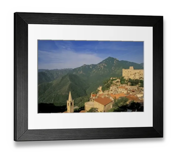 Framed Print : Europe, Italy, Liguria, Castelvecchio Di Rocca Barbena. Riviera di Ponente. Medieval Town Framed Print : Europe, Italy, Liguria, Castelvecchio Di Rocca Barbena. Riviera di Ponente. Medieval Town