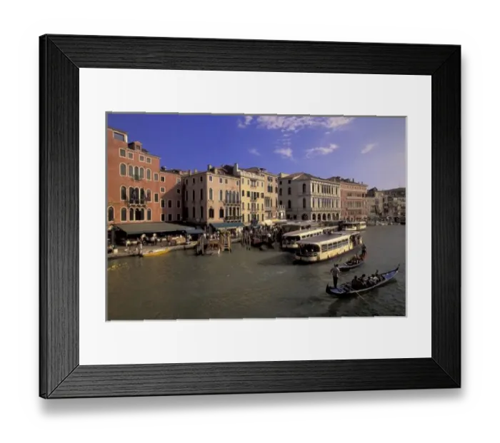 Framed Print : Europe, Italy, Venice, Boat traffic by Rialto Bridge