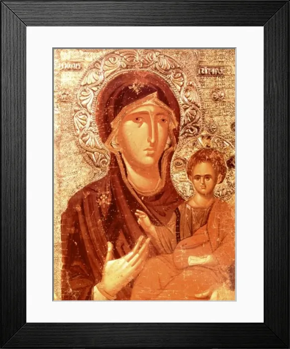 Framed Print : The Virgin Hodegetria. 13th cent. Byzantine Icon. Yugoslavia. NOTE: This image avail Framed Print : The Virgin Hodegetria. 13th cent. Byzantine Icon. Yugoslavia. NOTE: This image avail