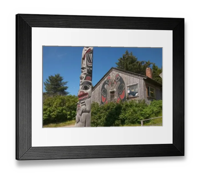 Framed Print : North America, Canada, Queen Charlotte Islands, totem pole and tourist shop Framed Print : North America, Canada, Queen Charlotte Islands, totem pole and tourist shop