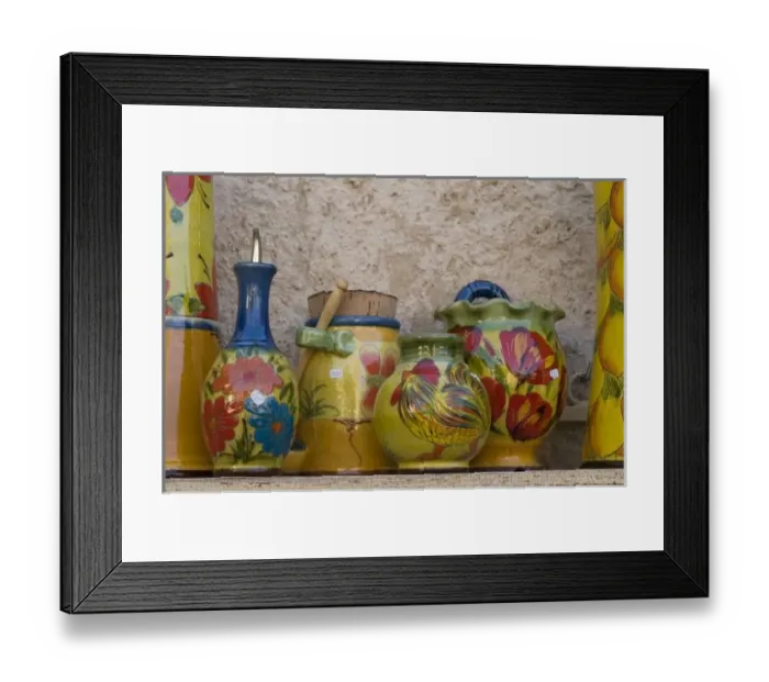 Framed Print : Pottery, Moustiers-Sainte-Marie, Provence, France Framed Print : Pottery, Moustiers-Sainte-Marie, Provence, France