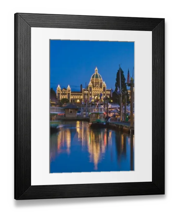 Framed Print : Canada, British Columbia, Victoria, Inner Harbour at Dusk