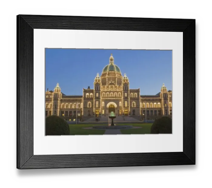 Framed Print : Canada, BC, Victoria, BC Legislature Building at Dusk