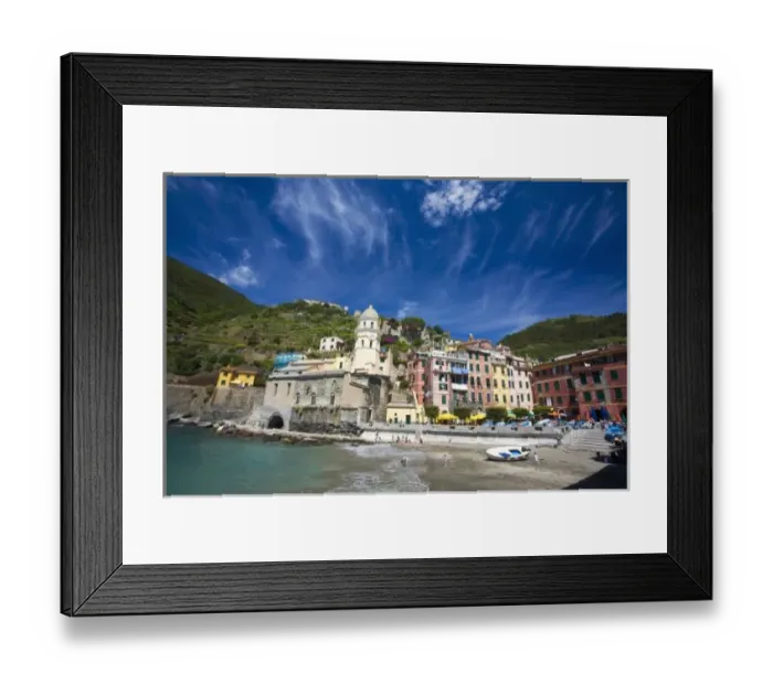 Framed Print : Italy, Cinque Terre, Vernazza, Harbor and Church of Vernazza Framed Print : Italy, Cinque Terre, Vernazza, Harbor and Church of Vernazza