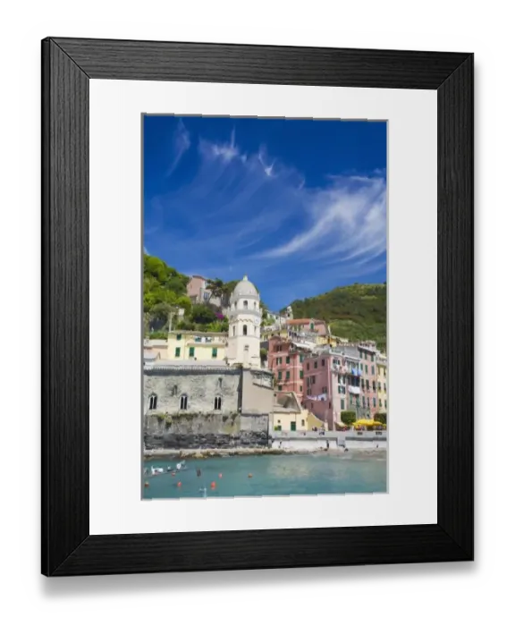 Framed Print : Italy, Cinque Terre, Vernazza, Harbor and Church of Vernazza Framed Print : Italy, Cinque Terre, Vernazza, Harbor and Church of Vernazza