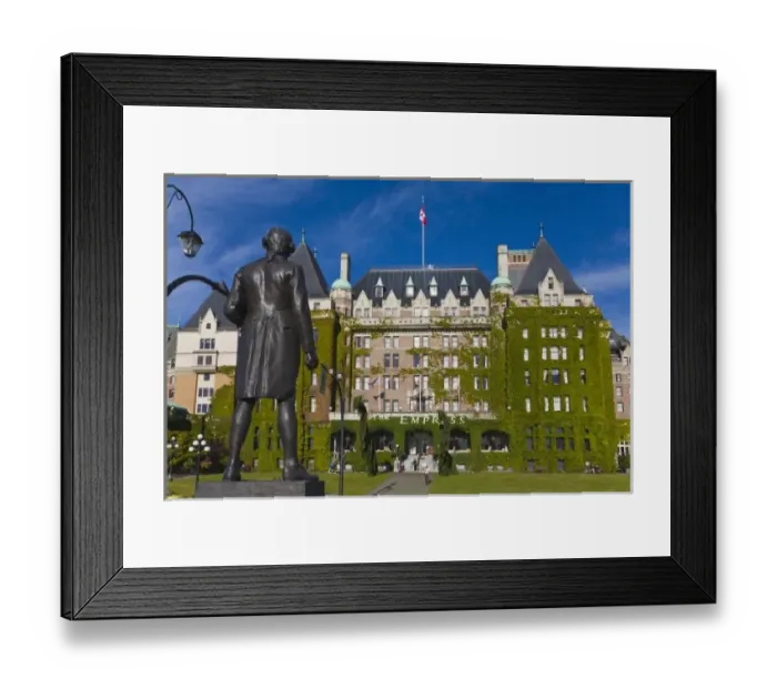 Framed Print : Empress Hotel and statue of Captain James Cook, Victoria, Vancouver Island, British Columbia Framed Print : Empress Hotel and statue of Captain James Cook, Victoria, Vancouver Island, British Columbia