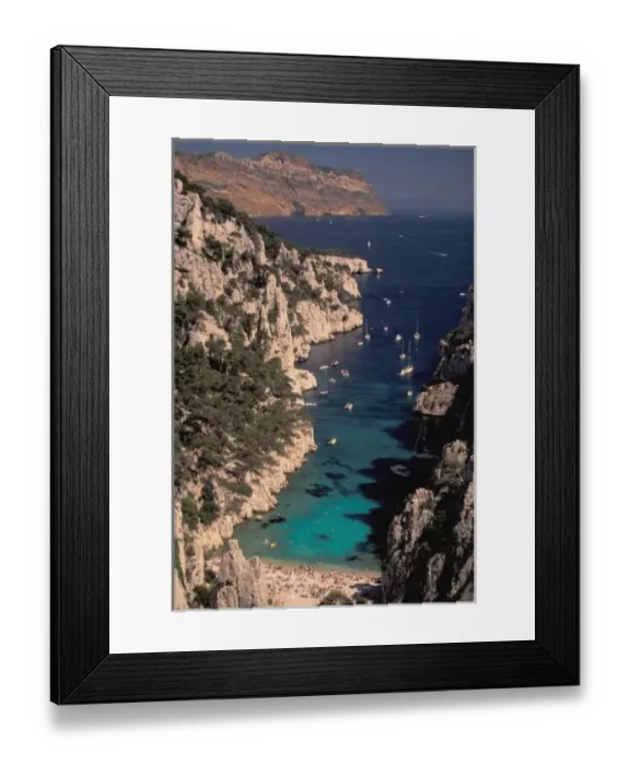 Framed Print : EU, France, Provence, Bouches, du, Rhone, Cassis, Calanque d En, Vau. Coastal valley and beach Framed Print : EU, France, Provence, Bouches, du, Rhone, Cassis, Calanque d En, Vau. Coastal valley and beach