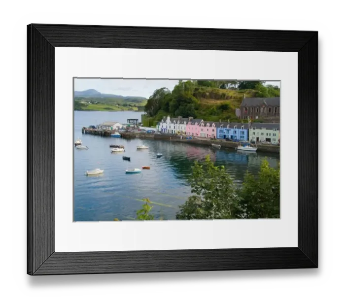 Framed Print : Beautiful port and sailboats with reflections in small tourist village of Portree Framed Print : Beautiful port and sailboats with reflections in small tourist village of Portree