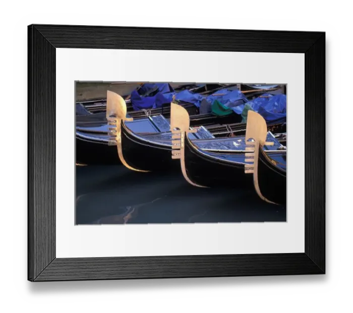 Framed Print : Italy, Veneto, Venice. Row of Gondolas Framed Print : Italy, Veneto, Venice. Row of Gondolas