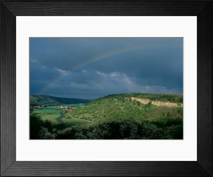 Framed Print : Germany, Sky Disk, Bronze Age, Scenic of Wangen and Mittelberg with rainbow Framed Print : Germany, Sky Disk, Bronze Age, Scenic of Wangen and Mittelberg with rainbow