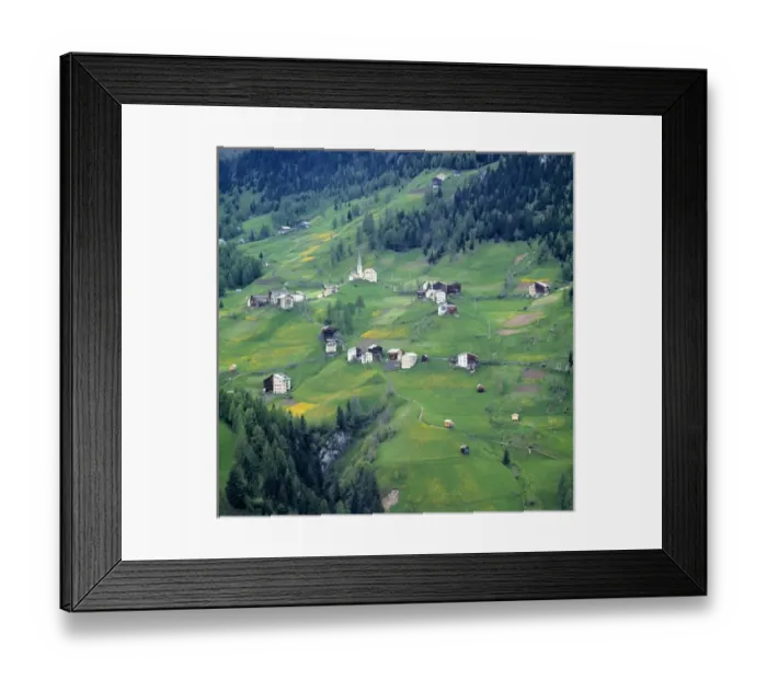 Framed Print : Europe, Italy, Dolomite Alps. This tiny village is perched on a hillside in the Dolomite Alps