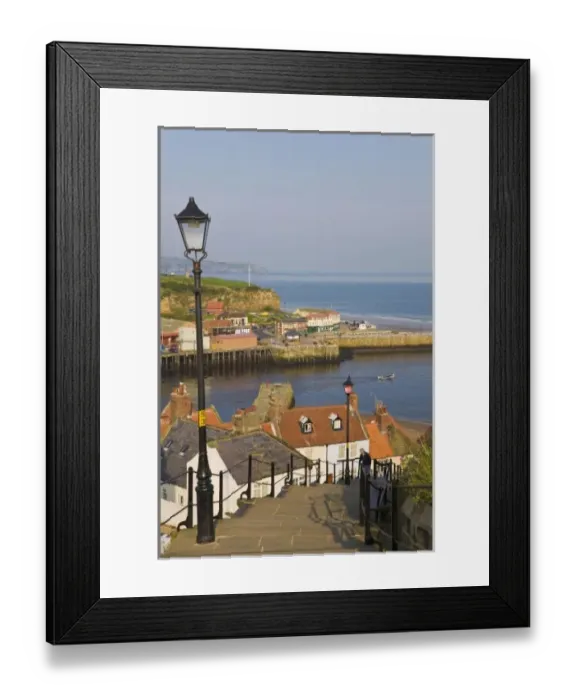 Framed Print : Steps leading down to the harbour, Whitby, North Yorkshire, England