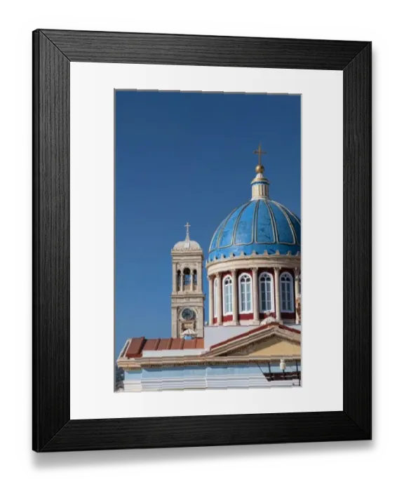 Framed Print : Hermoupolis, Syros Island, Greece. Blue dome of St. Nicholas Cathedral Framed Print : Hermoupolis, Syros Island, Greece. Blue dome of St. Nicholas Cathedral