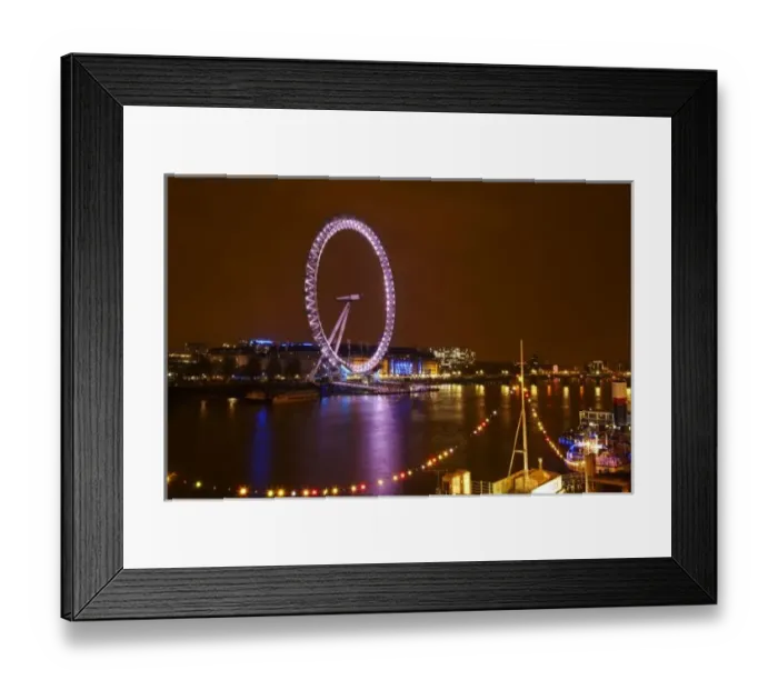Framed Print : London Eye, River Thames and lights from restaurant ship RS Hispaniola, London, England Framed Print : London Eye, River Thames and lights from restaurant ship RS Hispaniola, London, England