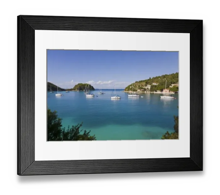 Framed Print : Yachts at anchor, Lakka, Paxos, Greece