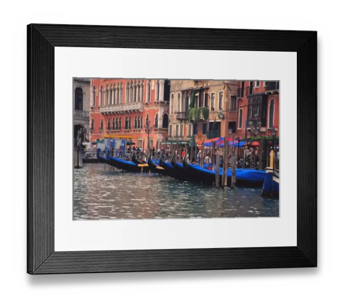 Framed Print : Europe, Italy, Venice, gondolas in canal
