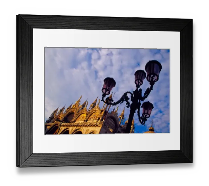 Framed Print : Europe, Italy, Venice. Byzantine Basilica and lamppost in San Marco Square Framed Print : Europe, Italy, Venice. Byzantine Basilica and lamppost in San Marco Square