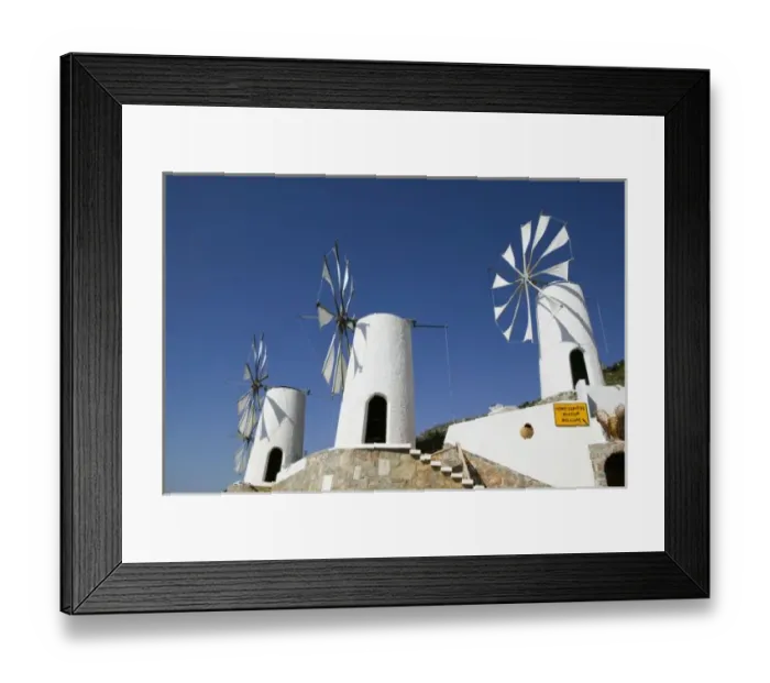 Framed Print : GREECE, CRETE, Iraklio Province, Ano Kera: Traditional Cretan Windmills Framed Print : GREECE, CRETE, Iraklio Province, Ano Kera: Traditional Cretan Windmills
