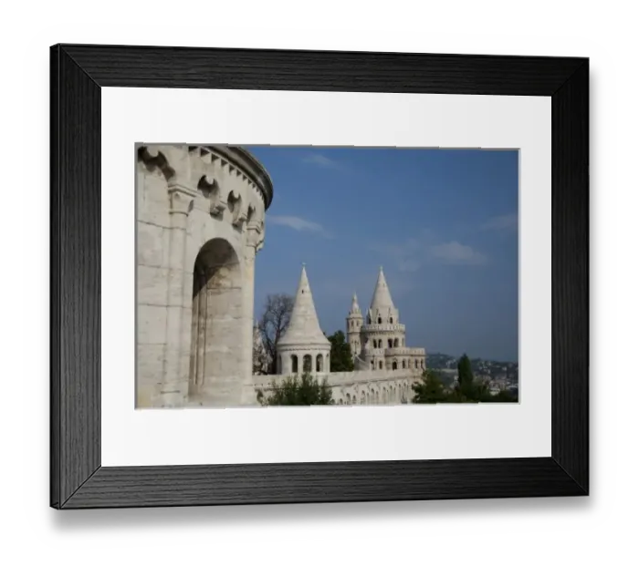 Framed Print : Hungary, capital city of Budapest. Buda, Castle Hill, castle towers of the Fishermens Bastion Framed Print : Hungary, capital city of Budapest. Buda, Castle Hill, castle towers of the Fishermens Bastion
