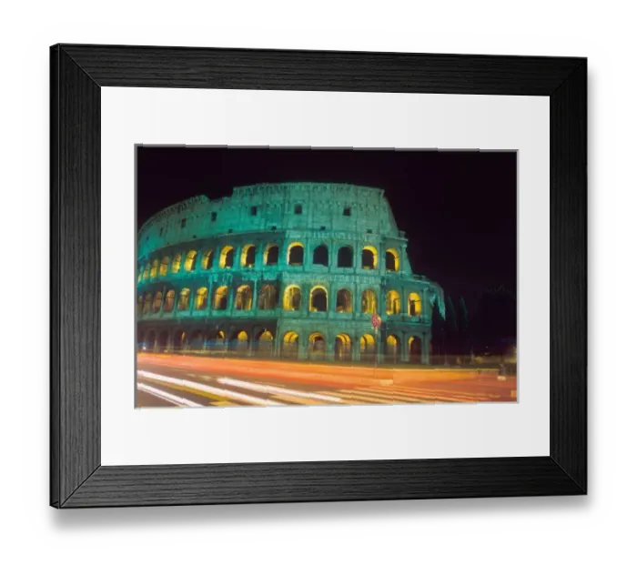 Framed Print : The Colosseum in Rome, Italy with light streaks from passing cars during time exposure Framed Print : The Colosseum in Rome, Italy with light streaks from passing cars during time exposure