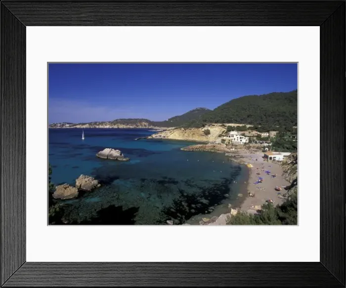 Framed Print : Europe, Spain, Balearics, Ibiza, Cala de Portinatx. Resort beach view Framed Print : Europe, Spain, Balearics, Ibiza, Cala de Portinatx. Resort beach view