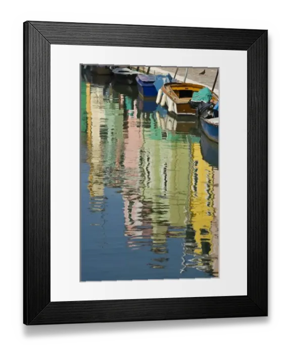 Framed Print : Italy, Venice, Burano. Multicolored houses along the canal Framed Print : Italy, Venice, Burano. Multicolored houses along the canal