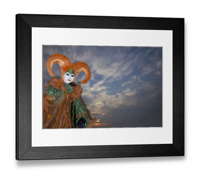 Framed Print : Italy, Venice. Woman dressed in costume for annual Carnival festival. Credit as