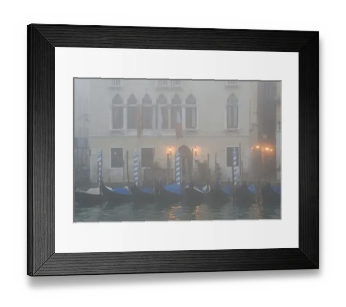 Framed Print : Italy, Venice. A row of gondolas seen through the fog on the Grand Canal Framed Print : Italy, Venice. A row of gondolas seen through the fog on the Grand Canal