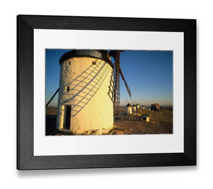 Framed Print : Consuegra, La Mancha, Spain, windmills and castle