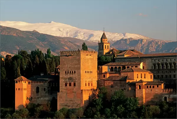 Alhambra; Granada; Andaslusia, Spain, Sierra Nevada