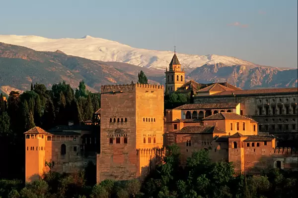 Alhambra; Granada; Andaslusia, Spain, Sierra Nevada