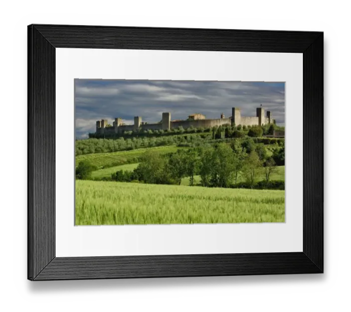Framed Print : Wheat field and distant Monteriggioni, in the province of Siena, in the Italian region of Tuscany Framed Print : Wheat field and distant Monteriggioni, in the province of Siena, in the Italian region of Tuscany