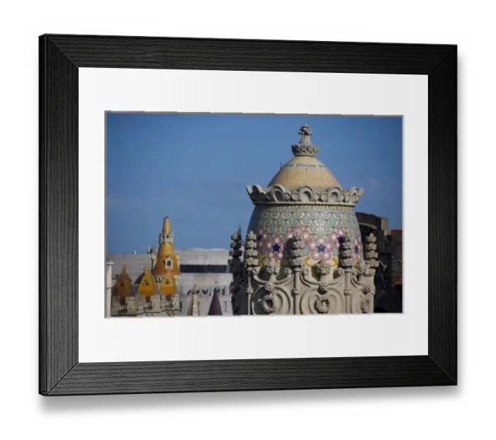 Framed Print : Spain, Catalonia, Barcelona. Barcelona roof top views from Casa Batllo