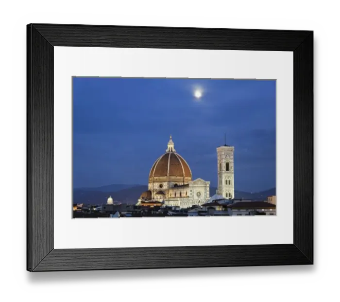Framed Print : Moonrise and Florence Cathedral, Basilica di Santa Maria del Fiore at dusk, Florence Framed Print : Moonrise and Florence Cathedral, Basilica di Santa Maria del Fiore at dusk, Florence