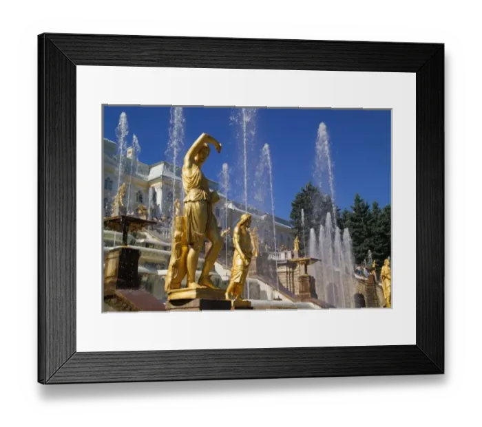 Framed Print : Russia, St. Petersburg, Golden statues in the Great Cascade, Peterhof Palace Framed Print : Russia, St. Petersburg, Golden statues in the Great Cascade, Peterhof Palace