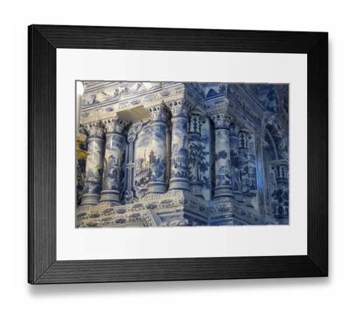 Framed Print : Russia, St. Petersburg, Pushkin, Catherines Palace, Delft ceramic stove detail