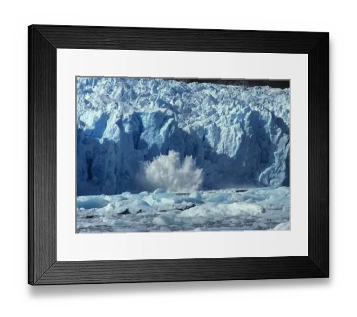 Framed Print : Newly-calved iceberg splashing into chilly waters  /  San Rafael Lagoon National Park