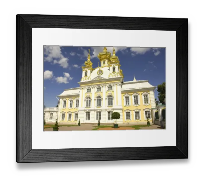 Framed Print : Russia. Petrodvorets. Peterhof Palace. Peter the Greats Summer Palace. Facade