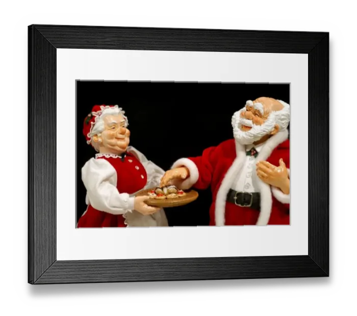 Framed Print : Holiday still life. Simpich Caracter Doll, Mr. & Mrs. Claus with cookie tray. Property released Framed Print : Holiday still life. Simpich Caracter Doll, Mr. & Mrs. Claus with cookie tray. Property released