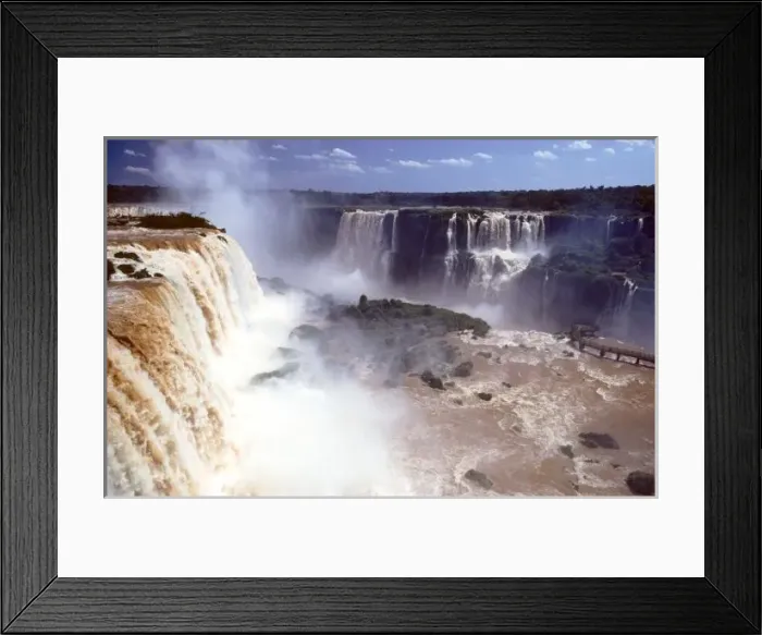 Framed Print : Iguassu, Brazil. The Iguassu falls from above with mist rising
