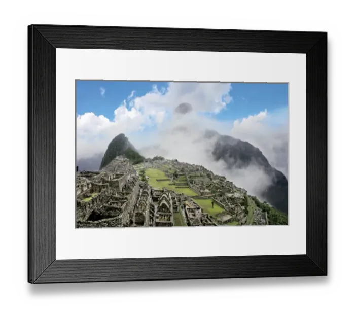 Framed Print : Peru, Machu Picchu, the ancient lost city of the Inca shrouded in mist and clouds