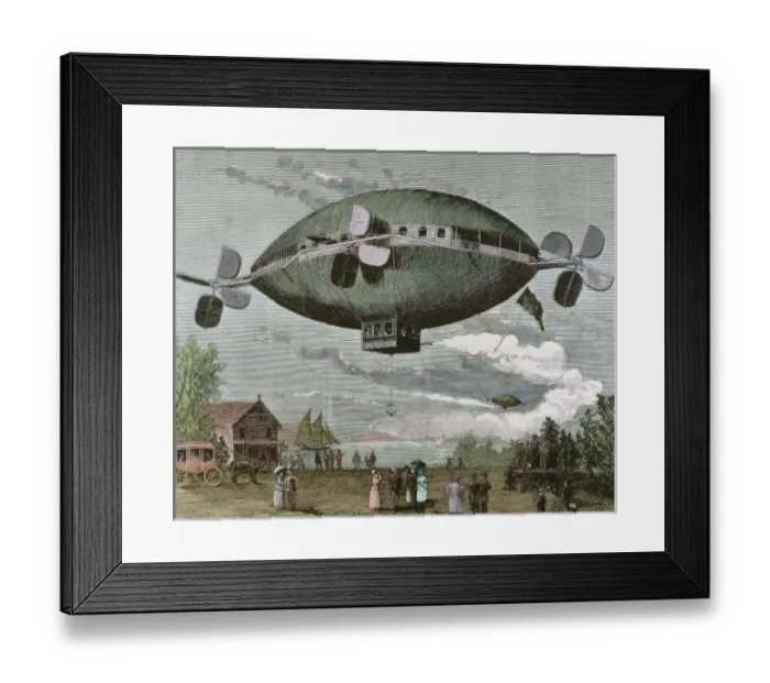 Framed Print : Aerostat. Engraving in The Illustration, 1887