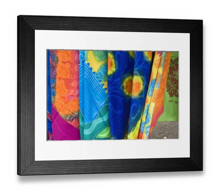 Framed Print : Unknown. Cook Islands, Rarotonga. Batik cloth Punanga Nui Cultural market Framed Print : Unknown. Cook Islands, Rarotonga. Batik cloth Punanga Nui Cultural market