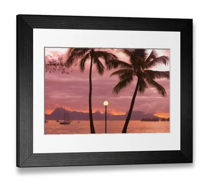 Framed Print : Sunset over Moorea from Sofitel Maeva Beach Resort (near where famous painter Paul Framed Print : Sunset over Moorea from Sofitel Maeva Beach Resort (near where famous painter Paul